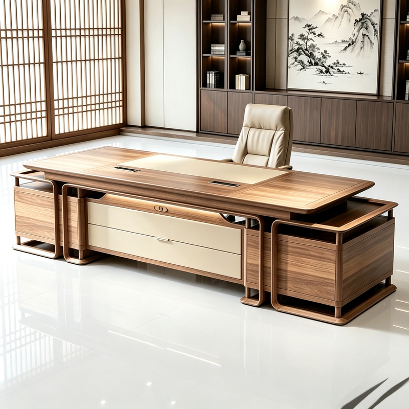 Song-Style Aesthetics, North American Black Walnut Wood Executive Desk, New Chinese-Style Chairman's Desk, Ceo's Office Desk