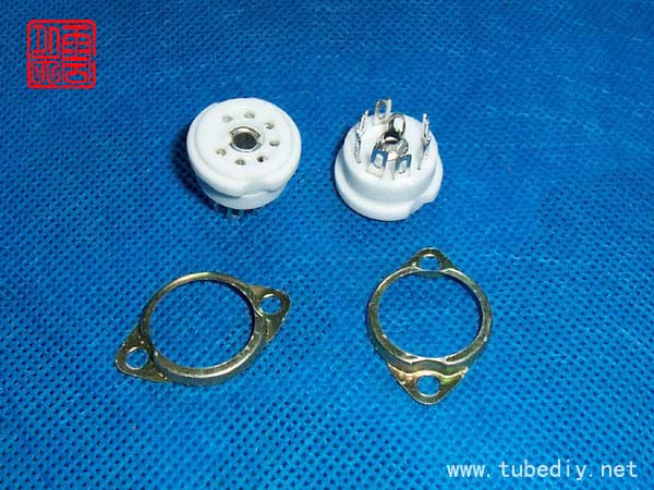 Small 7-foot electronic tube holder porcelain silver-plated for scaffolding with 6J1 6J4 6X4 6Z4 6AU6 applicable