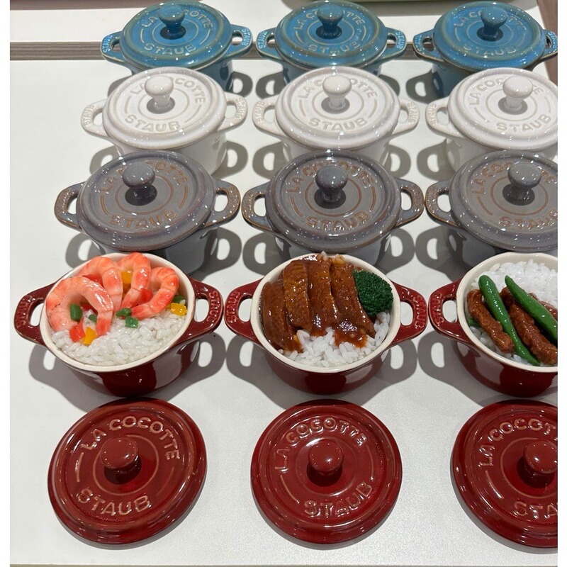 Staub Vintage Color 10cm Children's Ceramic Stew Pot with Lid Small Bowl Egg Stew Pot Home Dessert Baking Bowl Cute