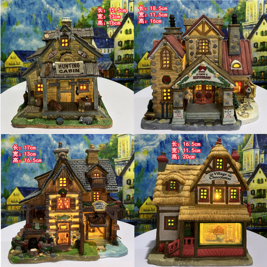 外贸出口lemax手绘陶瓷房子建筑物场景家居装饰品圣诞节摆件