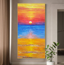  Hand-painted oil painting flourishing decorative painting meaning good entrance corridor aisle end hanging painting seaside scenery sunrise