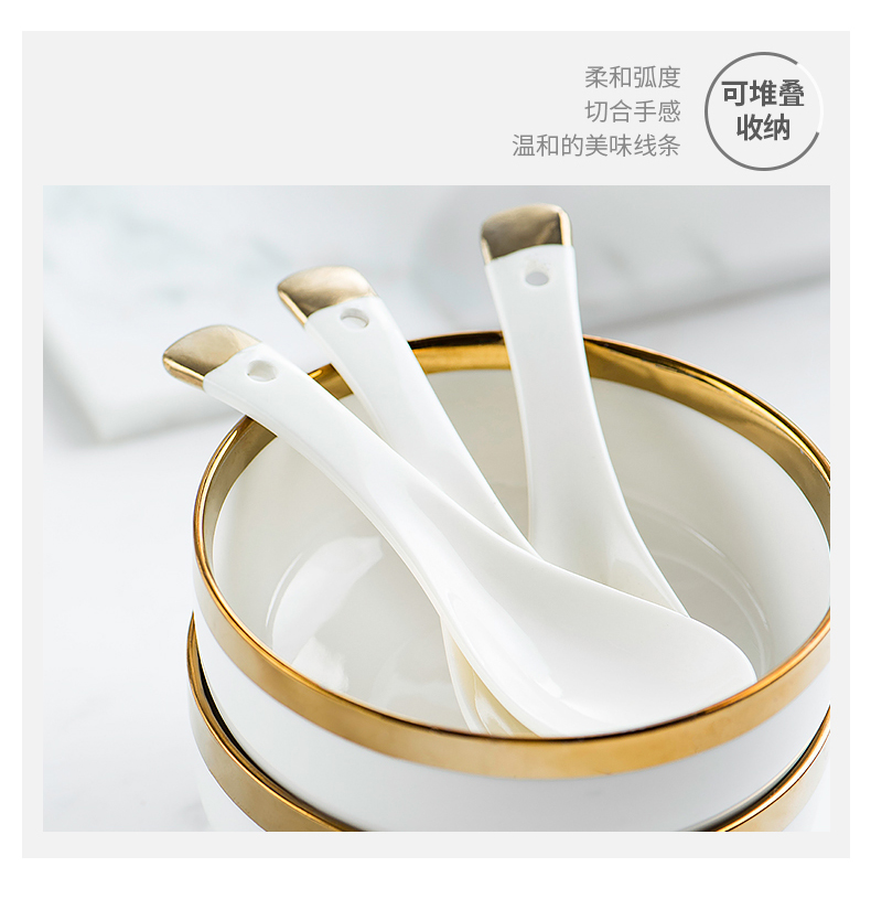 Porcelain soul spoon ceramic household big spoon, spoon, run Jin Bianchang handle ultimately responds soup spoon, spoon, with the children