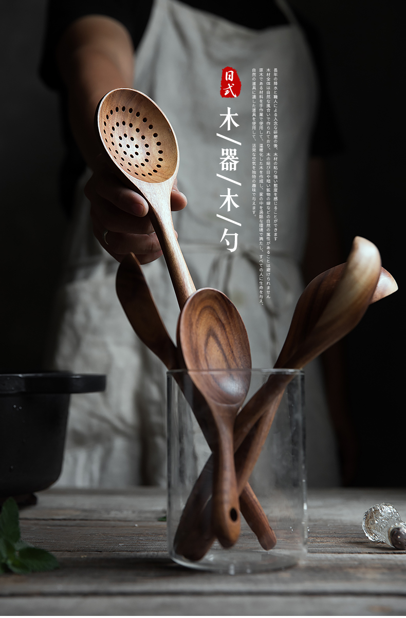 Porcelain soul spoon, long - handled spoons household wood spoon served porridge porridge spoon, run out of large Korean large wooden spoon day