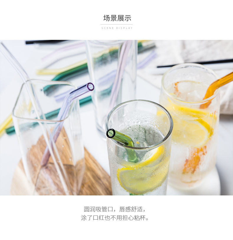 Porcelain soul straw thick transparent glass pipette pearl milk tea, not a one - time juice here straw straw stirring