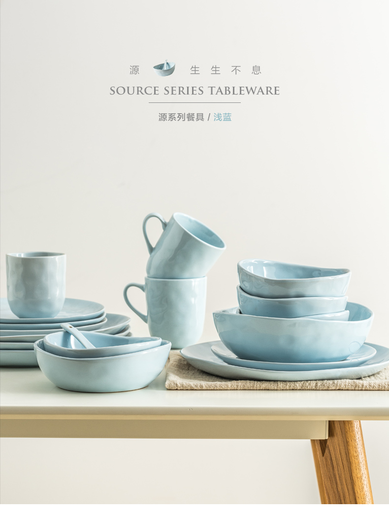 Porcelain soul dishes suit Nordic ins tableware suit dishes of Chinese style household dishes combination dishes and utensils