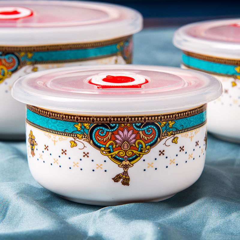 Porcelain soul sealing bowl with cover mercifully rainbow such as bowl with cover ipads China domestic three - piece cutlery medium fresh bowl for dinner