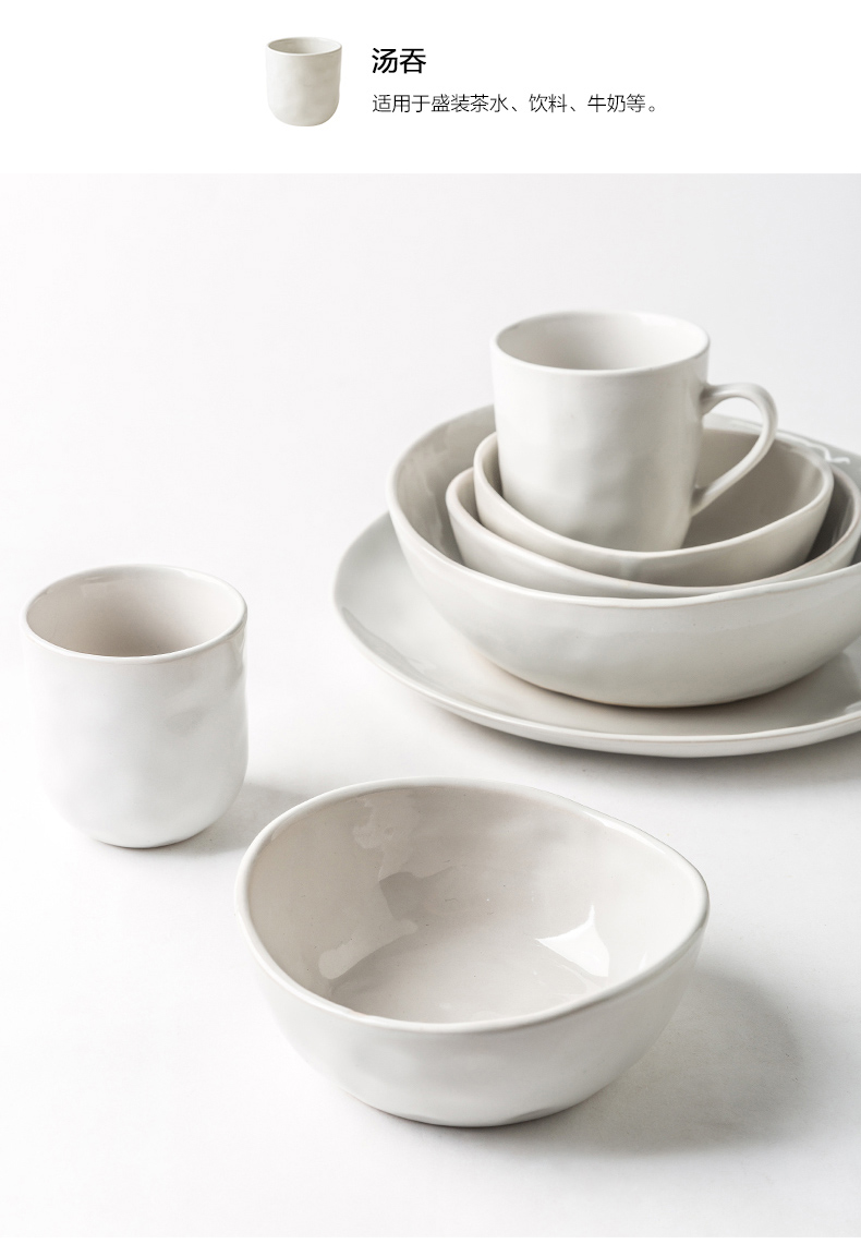 Porcelain soul ceramic creative household contracted Nordic dish western food steak plate breakfast dish plate flat plate