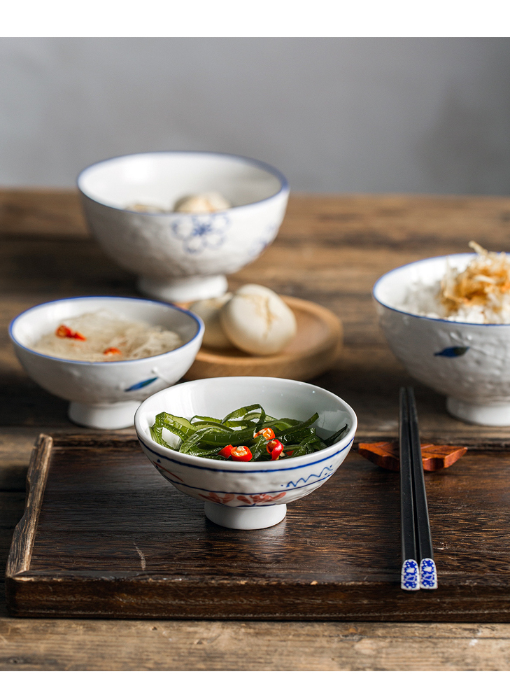 Japanese porcelain soul tall bowl hat to bowls and wind rainbow such use ceramic bowl household single eat bowl, small bowl of rice