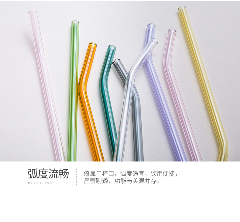 Porcelain soul straw thick transparent glass pipette pearl milk tea, not a one - time juice here straw straw stirring