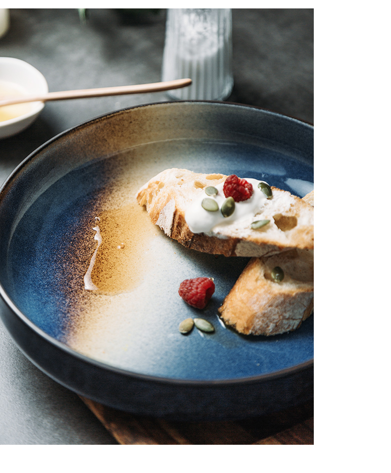 Porcelain soul creative Nordic ins tableware ceramic fish bowl large household fruit plate edge bowl dish bowl