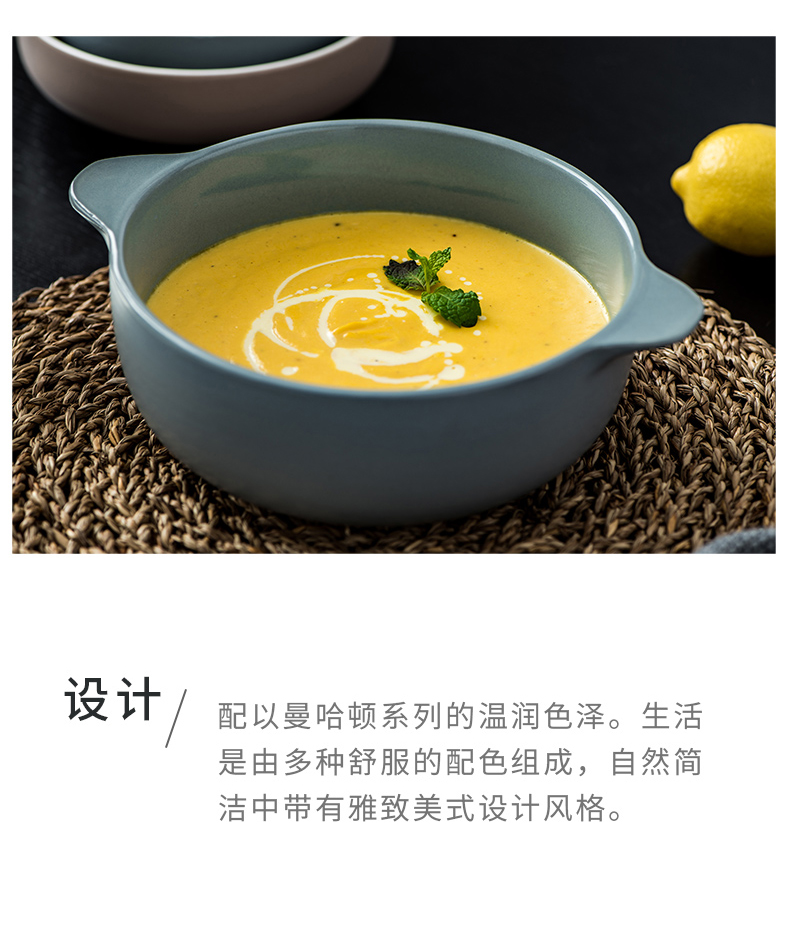 Porcelain soul web celebrity ins creative ceramic bowl large anti hot ears always Nordic microwave hotel household utensils