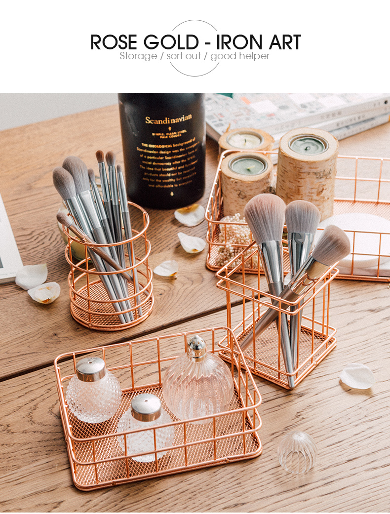 Porcelain soul Nordic, wrought iron receive basket receive desktop snack box, cosmetics r basket hanging sundry receive basket