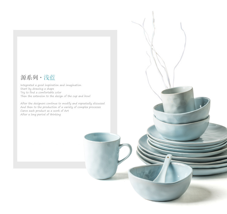 Porcelain soul dishes suit Nordic ins tableware suit dishes of Chinese style household dishes combination dishes and utensils