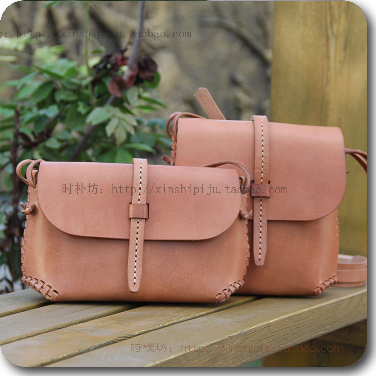 Fall/winter new women's bag shoulder diagonal hand-made leather rope woven vegetable tanned thick cowhide styling retro style