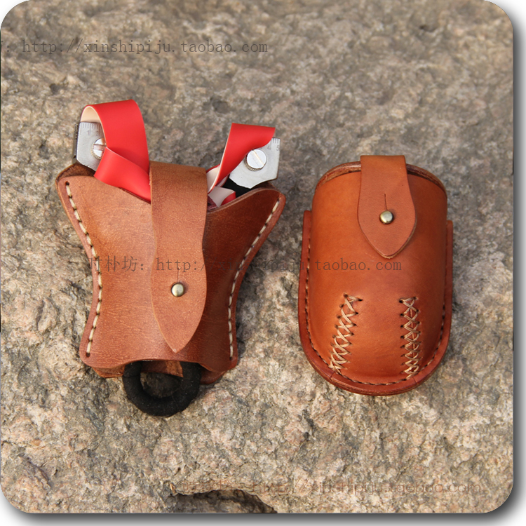 New slingshot Baotou layer hard cowhide shaped slingshot cover hand-stitched retro style