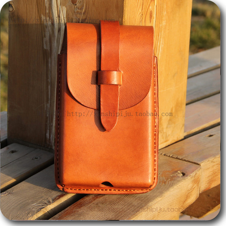 Handmade cowhide mobile phone case hard cowhide multifunctional waist bag for men and women thickened safety protection leather case shaped waist