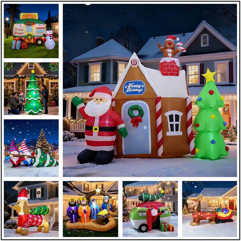 Christmas Santa Claus Inflatable Christmas Sleigh Atmosphere Decoration Inflatable Model Outdoor Led Light Venue Props and Ornaments Christmas Santa Claus Inflatable Christmas Sleigh Atmosphere Decoration Inflatable Model Outdoor Led Light Venue Props and Ornaments