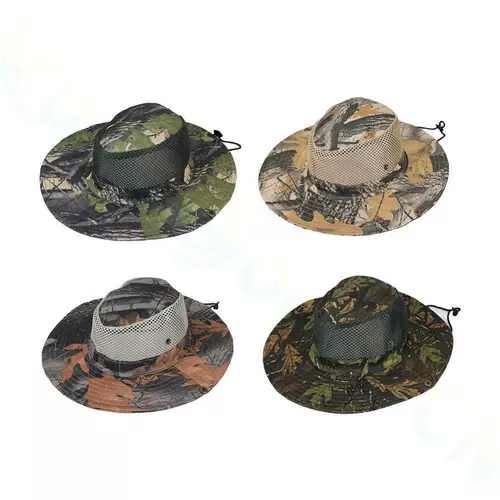 渔夫帽男帽子夏钓鱼帽户外休闲透气防晒太阳帽男大帽檐潮迷彩男士