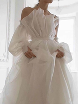 Van Na Xianyi French light wedding dress 2021 new chest temperament long sleeve travel photo wedding wedding bride