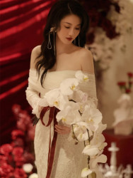 Vanna fairy clothes lace light wedding dress temperament is thin and tail, a bride out of the bride out, gauze fishtail, one shoulder night dress