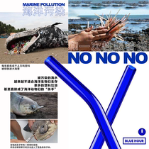 Blue Glass Straight Tube Straw Heat Resistant High Temperature Resistant Bent Pipe Non Plastic Straw Drink Clay blue Fashion eco-friendly