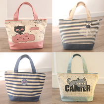 Cute Fresh striped small canvas bag for lunch box student lunch bag Hand bag mommy bag