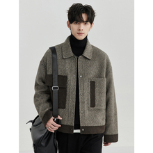 Earl's Zoll Outlet Ole Store Wool Double Faced Fleece Short Coat Panel Contrast Color Fashion Korean Edition Coat