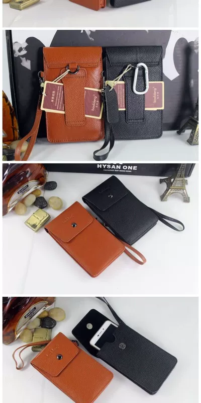Túi đựng điện thoại bằng da bò thật 5.0 / 5.5 / 6.3 / 6.4 / 7 inch Bộ điện thoại di động thay đổi đa chức năng một lớp