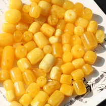 Shangshi Qingling amber beeswax Russian material chicken oil yellow beeswax barrel beads scattered beads with Piers single choker pendant