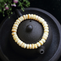 Shangshi Qingling natural Amber White Flower demon tiger leather white beeswax abacus beads bracelet bracelet septum loose beads female