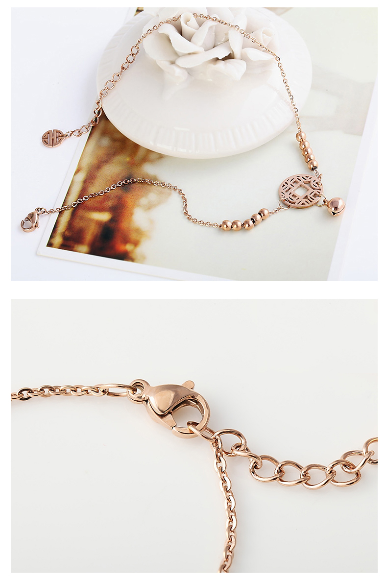 Midsummer Crystal phiên bản Hàn Quốc của hạt may mắn hạt vòng chân đồng nữ bằng thép mạ titan 18k vàng hồng chuyển chân nhẫn trang sức lắc chân bạc