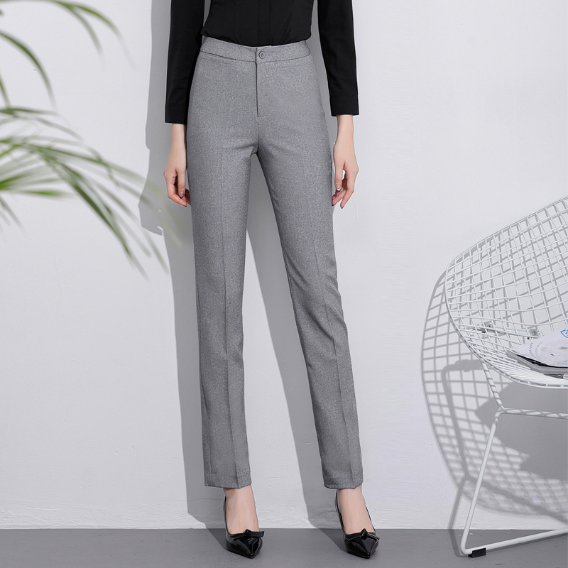 2020 spring new light gray high waist straight loose professional work work large size suit pants women's trousers