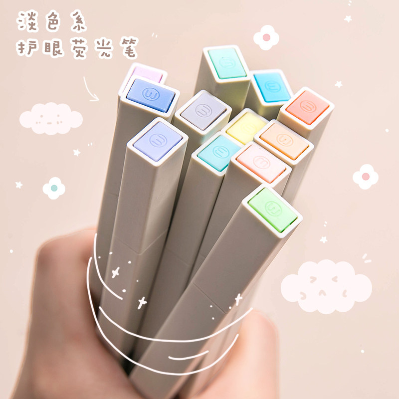 Fluorescent marker pen single solid eye protection large capacity impermeable paper triangular pen holder mark notes student mark