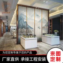 Entrance Screen Partition Art Glass New Chinese Landscape Painting Clip Silk Clipping silk Landscapes Water Ink Painting Light Transmission 5 5