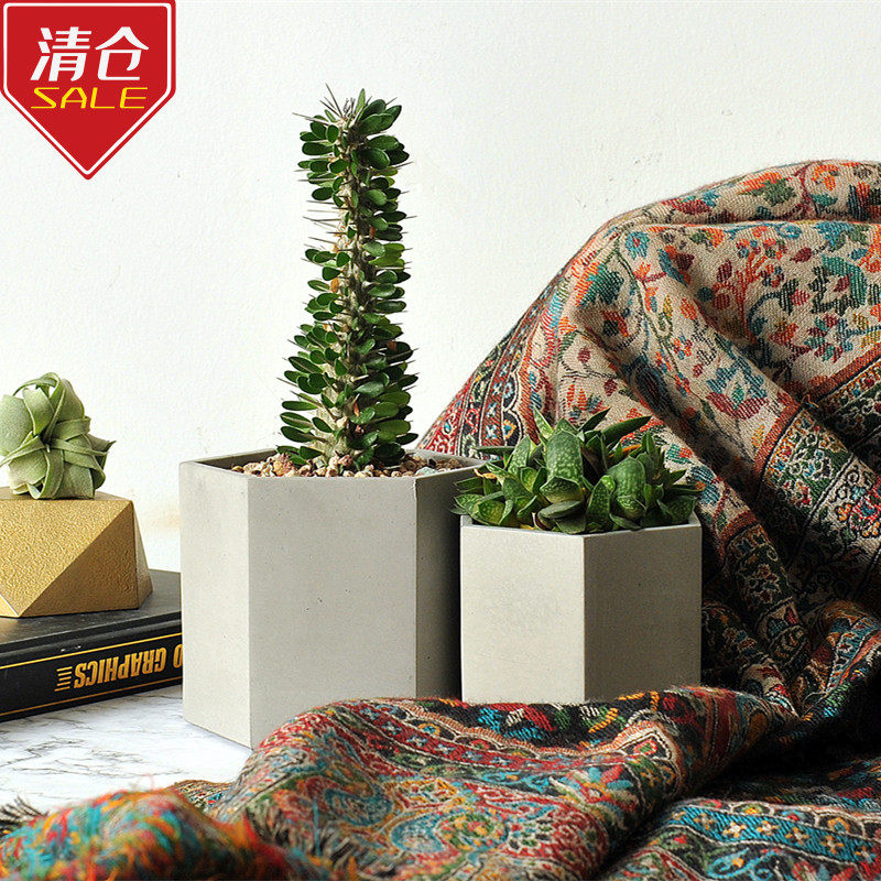 Long time not tired of clean water concrete hexagon cement small flower pot Nordic industrial wind creativity Multi-meat plant florator