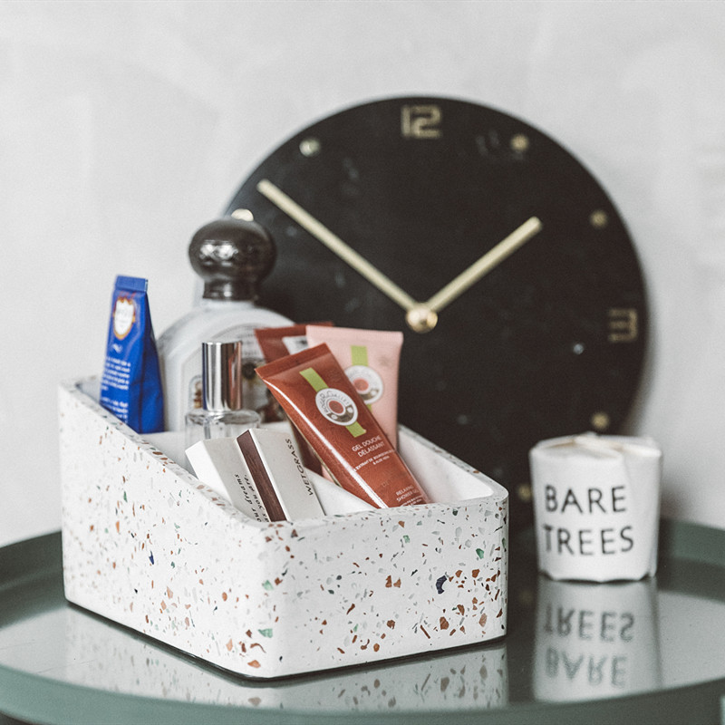 Terrazzo desktop storage box Household living room coffee table remote control cosmetics storage Nordic ins simple