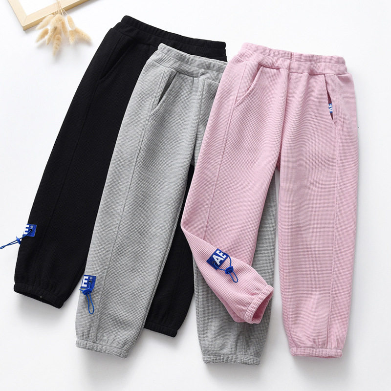 2022 - The new boy and girl letter draw rope sweaters children Waffger soft gas casual pants in autumn 2022