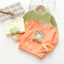 90 yards 100 yards Girls spring and autumn sweater 2022 childrens sun flower top striped closure Korean pullover