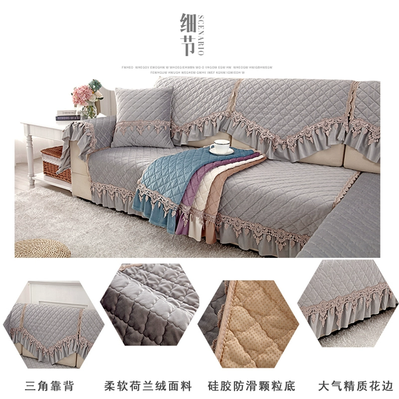 Ghế sofa nỉ Hà Lan đệm bông bố bọc vải nỉ bốn mùa bông in đan chéo đệm dày chống trượt Bắc Âu - Ghế đệm / đệm Sofa