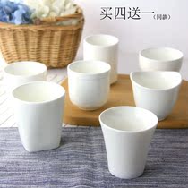 Ceramic straight cup tea set Teahouse hotel water cup single cup white porcelain tea cup large household cup thickened Anti-fall