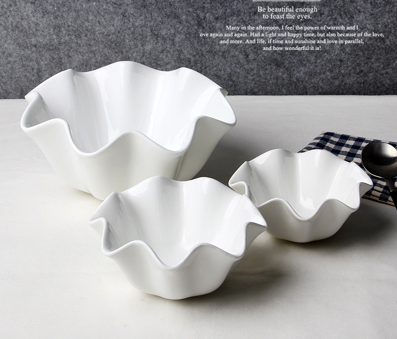 New ceramic bowl soup bowl salad fruit sugar water bowl creative personality tableware western dessert ice cream bowl large