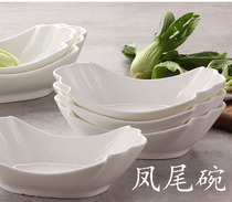 Ceramic salad bowl phoenix tail bowl white porcelain white porcelain French soup bowl noodle bowl fruit bowl irregular snack
