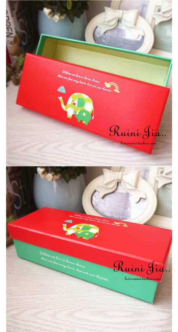 Ruinijia ~ vớ panty bao bì hộp quà tặng túi lưu trữ phim hoạt hình hình chữ nhật voi màu hộp quần lót nữ