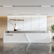 L-shaped corner reception desk hotel B&B marble slate bar painted cashier company front desk customization