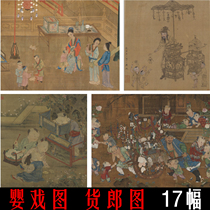 Baby play map Huolang map HD electronic map picture Gongbi character vector