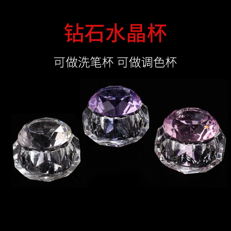 Cross-Border Hot-Selling High-End Large Crystal Cup with Nail Art Pointed Bottom Diamond Lid, Crystal Colored Diamond Hand Model Display