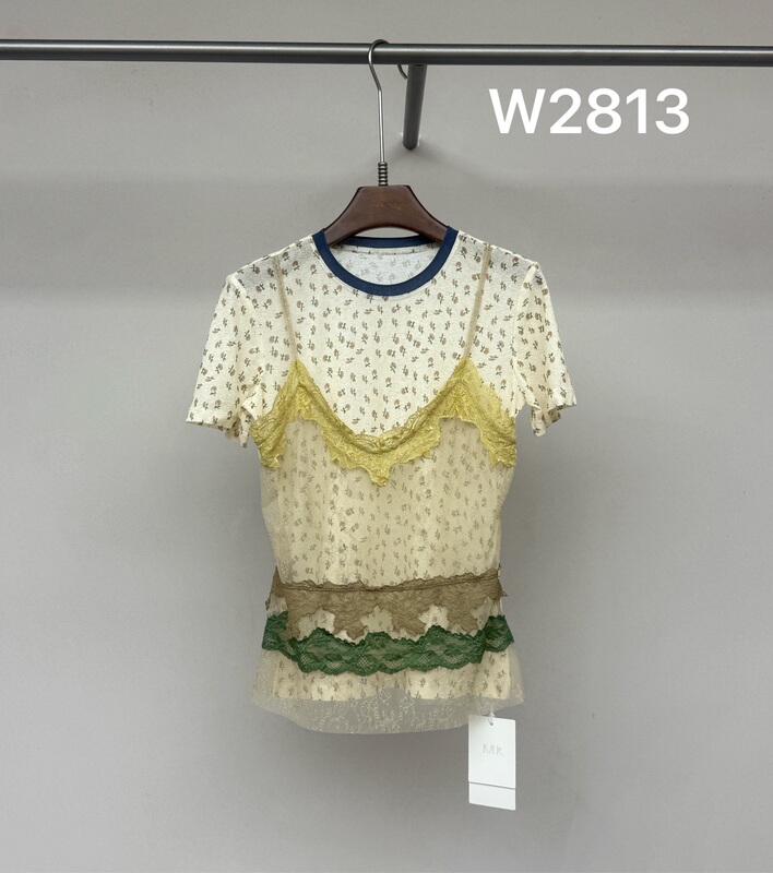 2026 Summer New European and Korean Women's Fashion Set White Ruffled Lace Faux Two-Piece Camisole T-Shirt 2026 Summer New European and Korean Women's Fashion Set White Ruffled Lace Faux Two-Piece Camisole T-Shirt