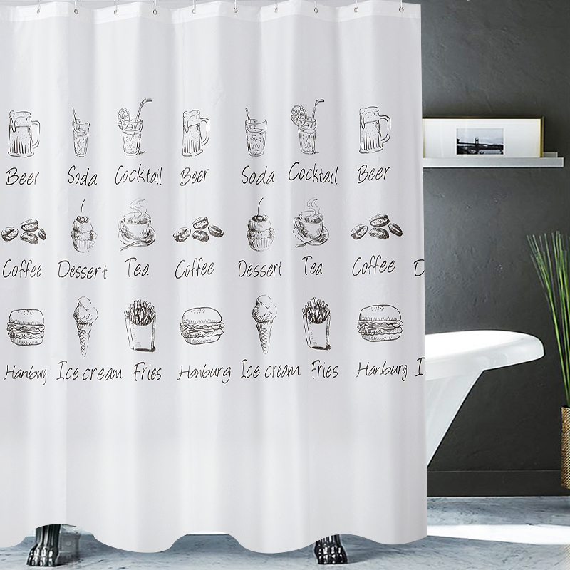 Bathroom non-perforated waterproof shower curtain set Shower curtain hanging curtain Powder room mildew-proof warm door curtain Window curtain