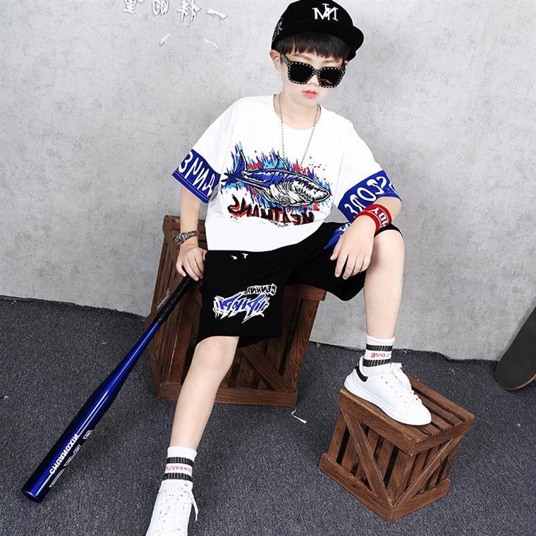Children's suit Boys summer suit 2021 new summer big boy handsome boy thin short-sleeved clothes tide
