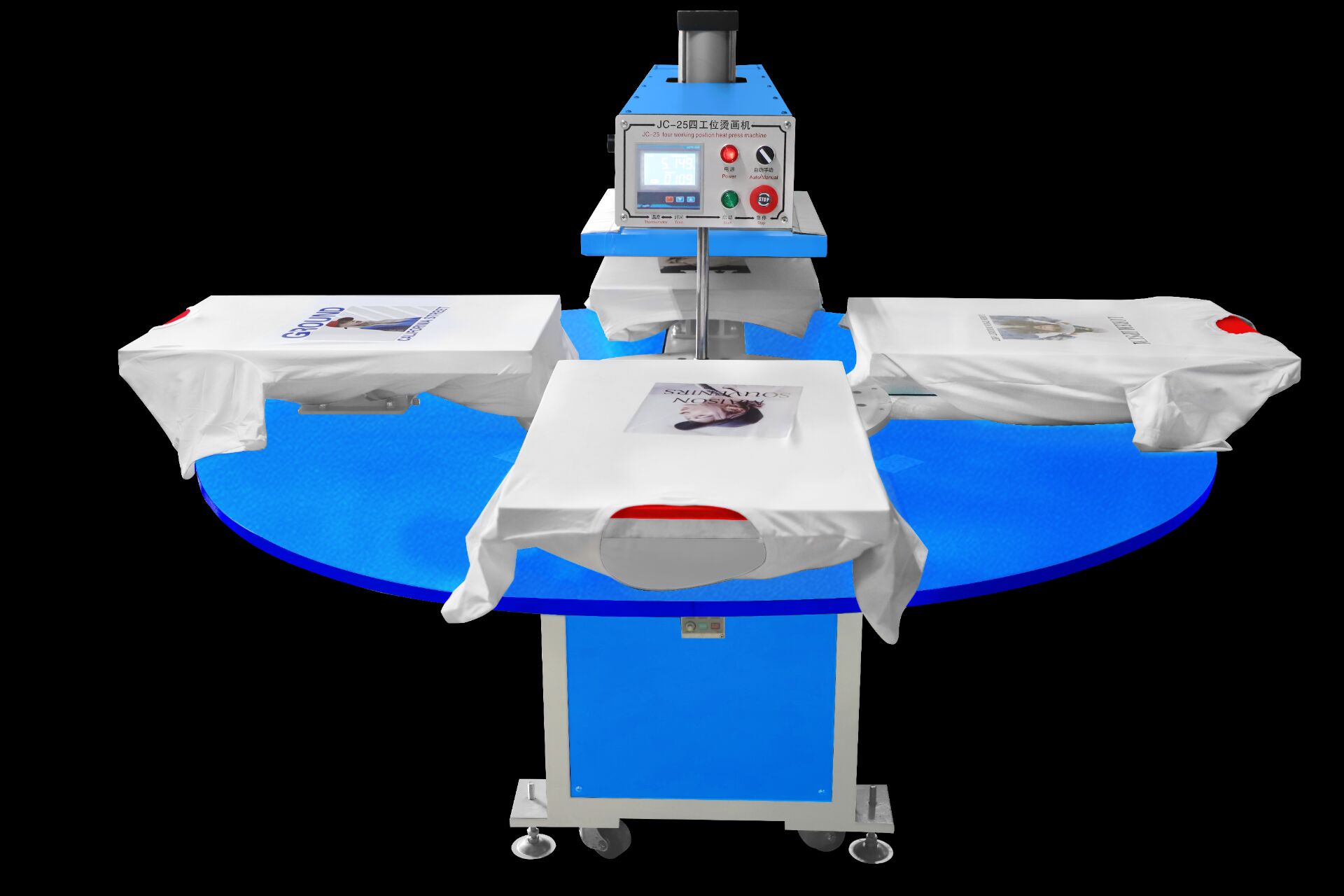 40 40 * 60 pneumatic transfer printing machine Four-station hot stamping machine Full automatic hydraulic thermal transfer machine scalding rig new cover